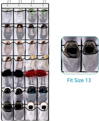 14/24/40 Grids Over The Door Shoe Rack  Mesh Pockets Hanging Shoe Organizer For Closet Hanging Shoe Rack Holder