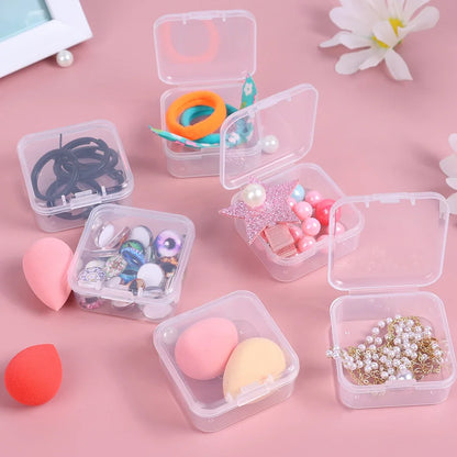 60/6PCS Mini Storage Box Transparent Square Plastic Box Earrings Jewelry Packaging Storage Small Square Box Jewelry Organizer