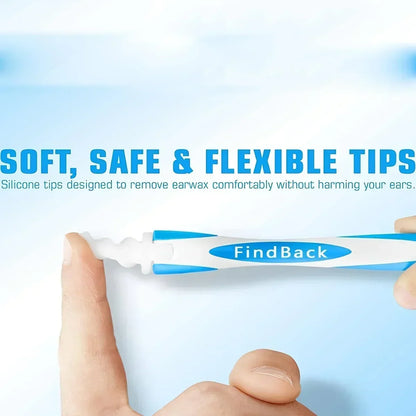 Soft Silicone Ear Wax Removal Tool with 16 Spiral Replacement Heads Ear Cleaning Ear Cleaner Plugs for Ear Care