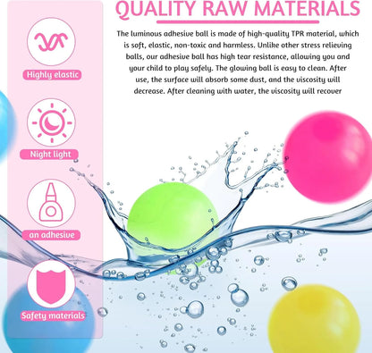 5/10Pcs Glow in The Dark Sticky Balls - Squishy Stress Relief Toys, Fun Fidget Toys Sensory Decompression Toys for Kids & Adults