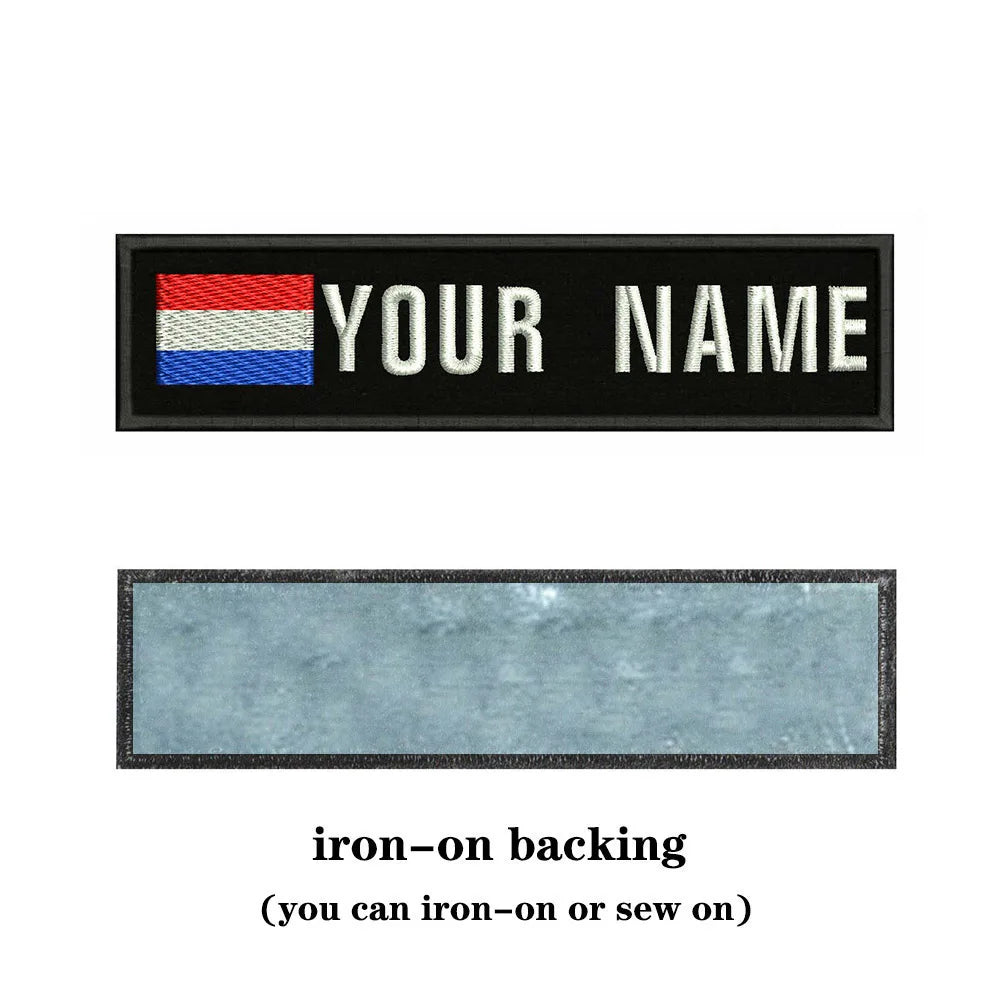 Dutch Flag Netherlands 10X2.5cm Embroidery Custom Name Text Patch Stripes Badge Iron On Or  Patches