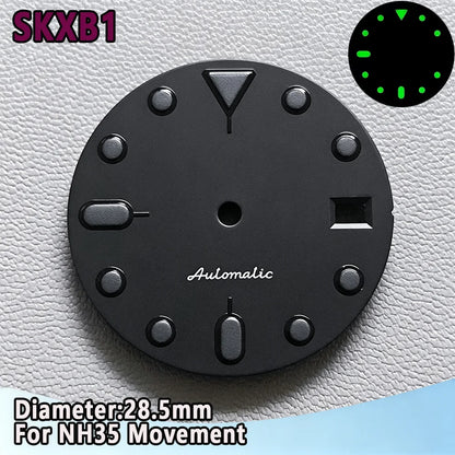 28.5mm NH35 Watch Dial Luminous Dials Single Calendar Dial Suitable For NH35 Movement Can Support DIY Dial Customization Logo