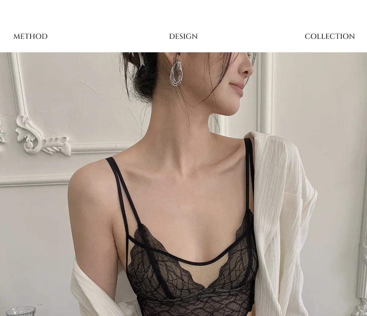 Sexy Lace Bralette No Underwire | French Triangle Cup Bra | Summer Thin Breathable for Women | Slimming Strappy Back Lingerie