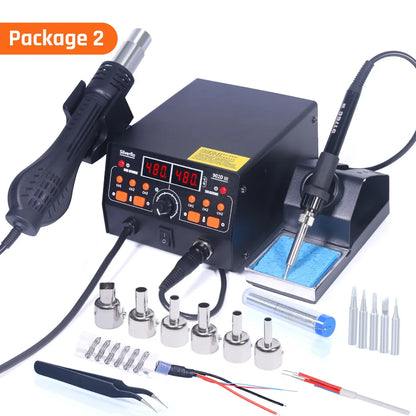 Silverflo 902D-III Rework Soldering Station 2 in 1 Hot Air  Welding Station with 3 Pre-set Channels,Sleep Mode for SMD Rework