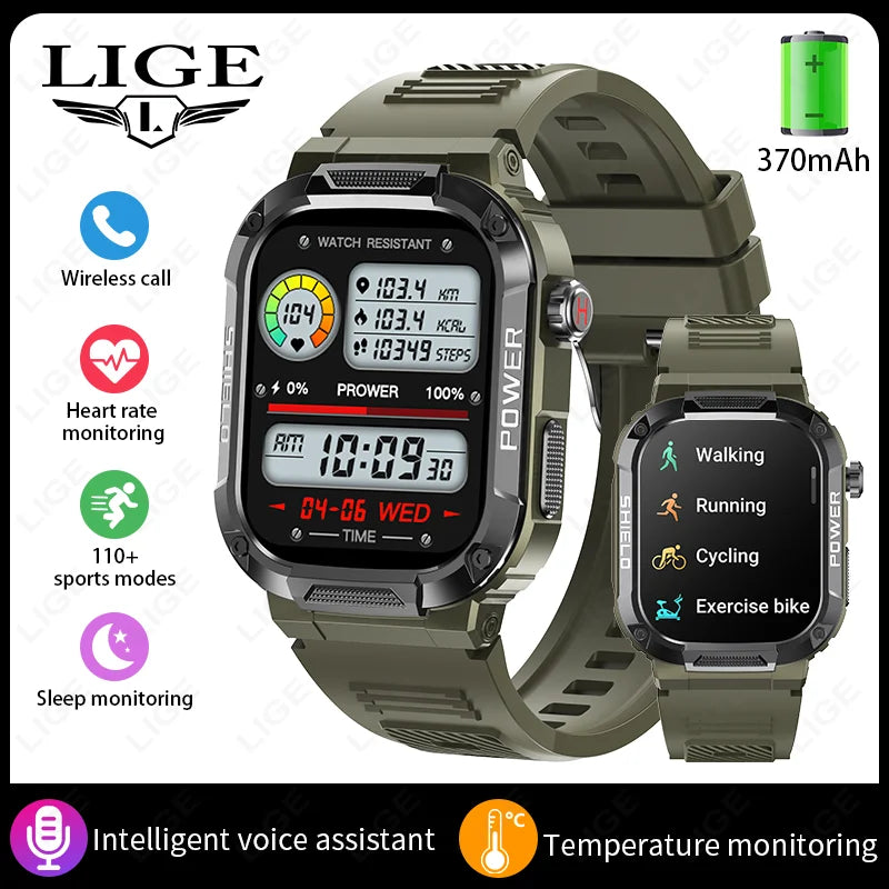 2026 AI Głos Mężczyźni Smartwatch Wojskowy Monitor Zdrowia Bezprzewodowe Połączenia Fitness Wodoodporny Sportowy Smartwatch dla Telefonów z iOS i Androidem