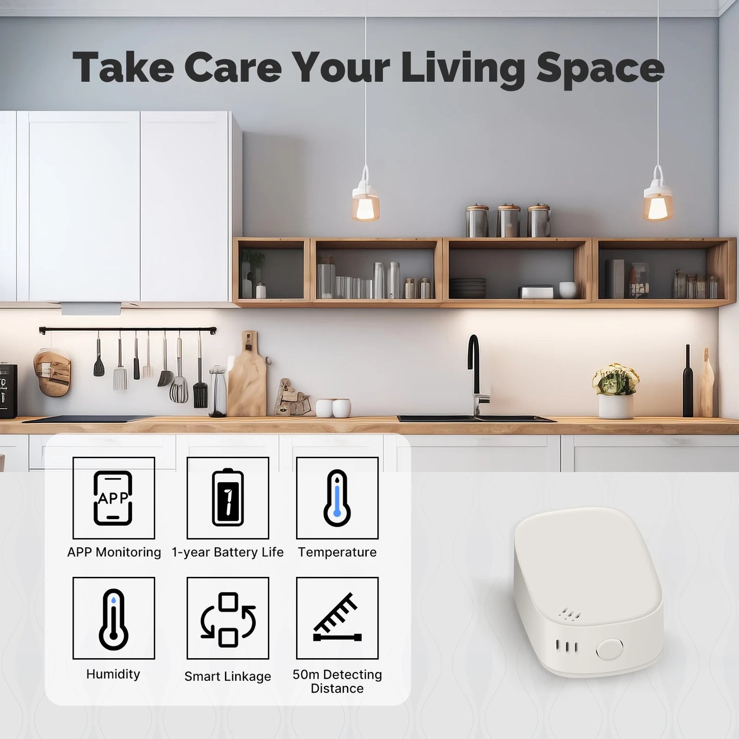 MOES Tuya Zigbee Smart Temperature Humidity Sensor Indoor Hygrometer APP Monitoring Works With Alexa Google Home Battery Powered