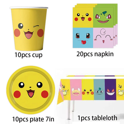 Birthday Party Favor Supplies Pik chu Braclet Keychain Stamp Mask Set for Birthday Party Bag Classroom School Reward Prize Gift