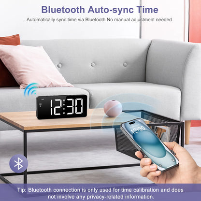 ORIA 7'' LED Alarm Clock with Bluetooth Sync Time Digital Alarm Clock with Dual Alarm & 5 Brightness Levels for Home Office Use