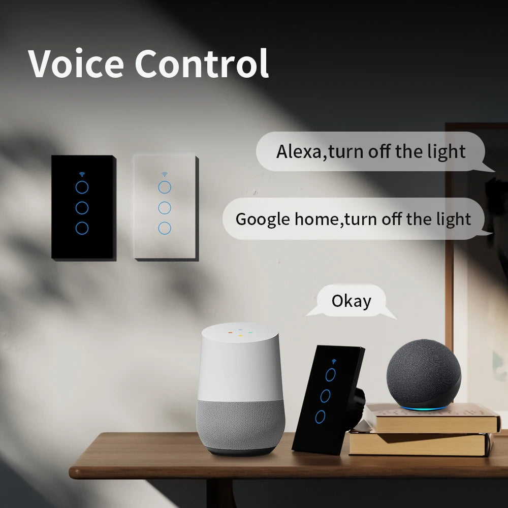 TNCE Tuya Wifi/Zigbee Smart Light Switch US Touch Wall Switch Neutral Wire/No Neutral Wire Required Smart Home Alexa Google Home