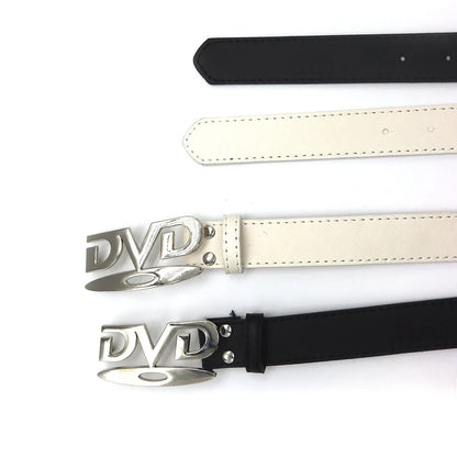 Unisex Nostalgic Design DVD Buckle Belt Men Women Decoration Paired with Jeans Waist Straps Belt Versatile Design Sense Belt
