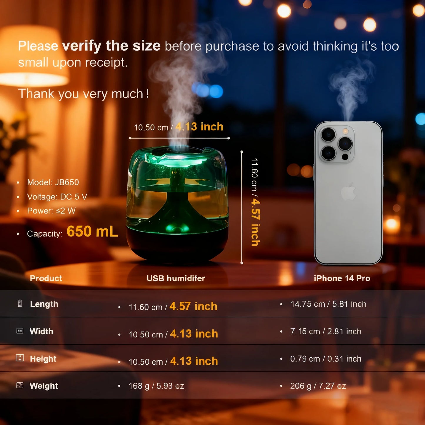 Large spray mute colorful light transparent water tank aromatherapy humidifier indoor portable bedroom air humidifier