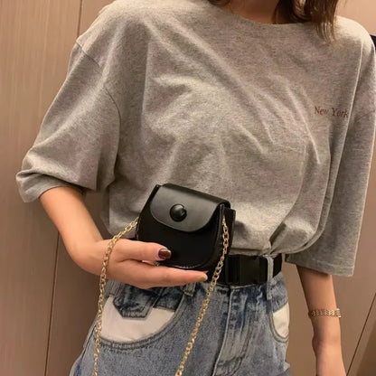 Mini Fashion Saddle Bag Chain Crossbody Bag Coffee Black Yellow Children's Small Cross Body Bags Earphone Lipstick Storage Bags