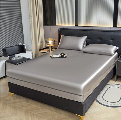 6-Sided Zipper Mattress Encasement Luxury Cooling Satin Dustproof Mattress Protector, Full All Around Deep Pocket Mattress Cover