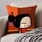 Kawaii P-Pucca Anime Cushion Cover Pillowcase Anti-dustmite Invisible Zipper Short Plush Sofa Cushion