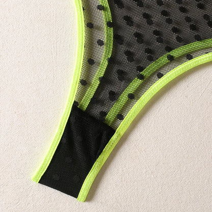 2026 Lingerie Set Polka Dot Sexy Women Underwear See Through Bra and Panty Set Intimate fluorescent Green 2 Piece Sexy Outfits