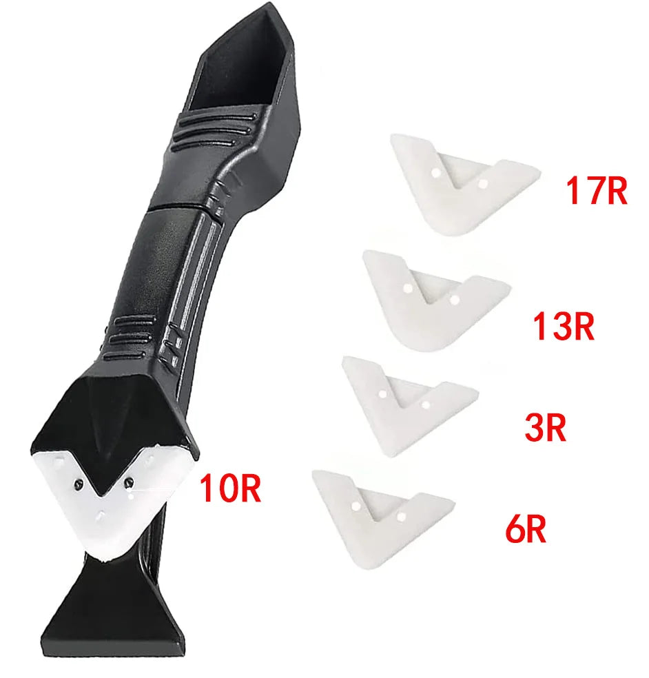 5In1 Silicone Scraper Caulk Tools Glass Glue Angle Scraper Stainless Steelhead Finisher Sealant Scraper Remove Scraper Grout Ki
