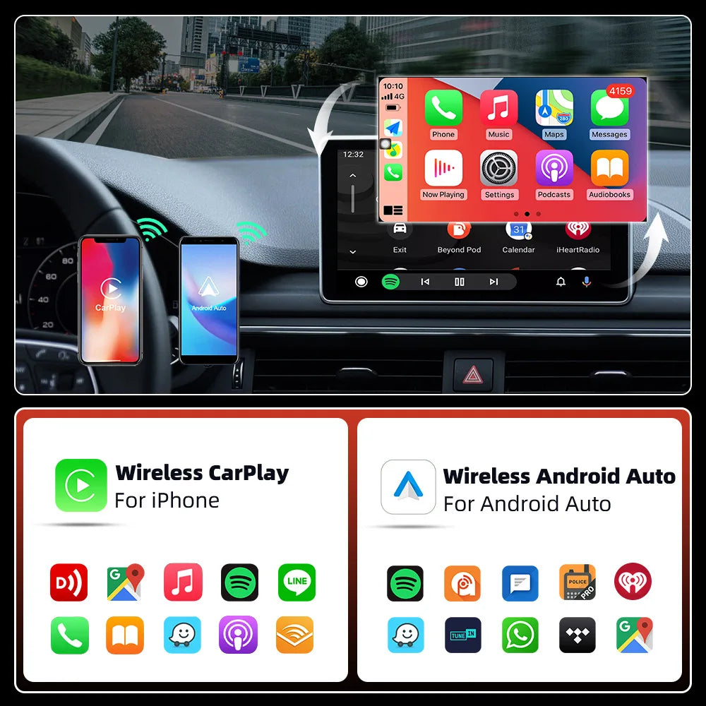 2025 NEW 2 In 1 Wireless Carplay AI Box Android Auto Plug And Play Applicable To Convert Original Car Wired Carplay To Wireless