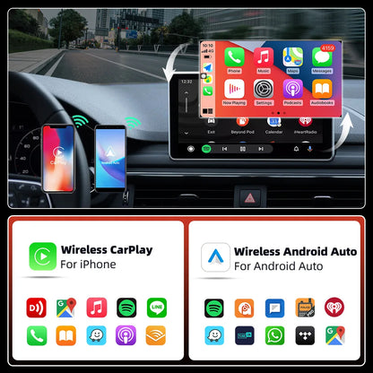 2025 NEW 2 In 1 Wireless Carplay AI Box Android Auto Plug And Play Applicable To Convert Original Car Wired Carplay To Wireless