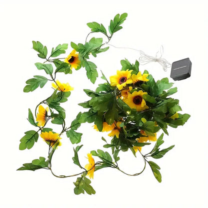 2/5/10M Solar Sunflower String Light Outdoor Waterproof Artificial Flower Vine Atmosphere Lamp For Home Party Holiday Decoration