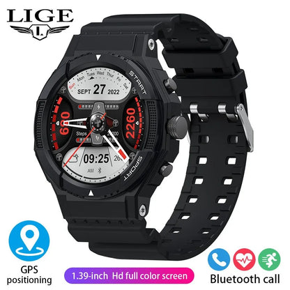 LIGE 2026 Outdoor GPS Sports Tracker Smart Watch Men 1.28"HD Compass Bluetooth Call Waterproof Smartwatch Men For Android IOS