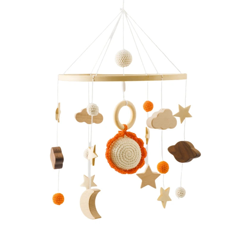 Baby Mobile Crib Bed Bell Musical Rattles Toys Soft Felt Cartoon Animal for Infants Nursery Mobiles Forest Animals Crib Toys