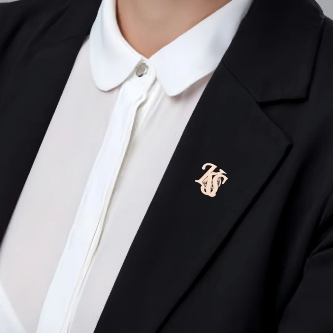 Personalized Initials Jacket Lapel Pin Unique Letter  Men's Stainless Steel Custom Logo Label Brooch   Wedding Best Man Jewelry