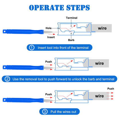 6Pcs Upgraded Blue Electrical Pin Removal Tool Kit Electrical Wire Connector Pin Release Tool Automotive Terminal Release Kit