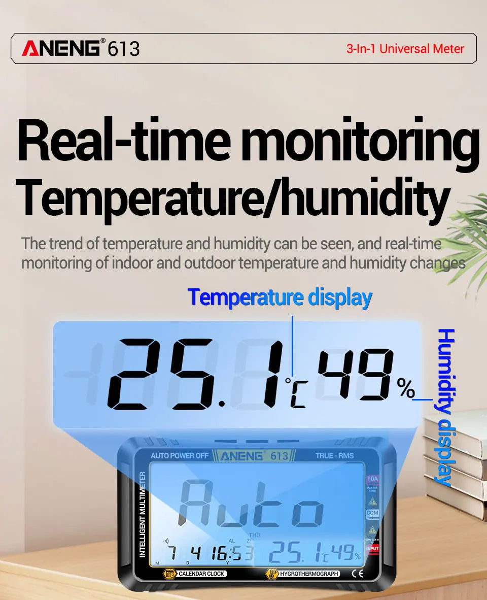 Smart Multimeter Detector 4000 Count Digital  AC/DC Curent Voltage Resistor Measurement  3 in 1 Professional Test Tool ANENG 613