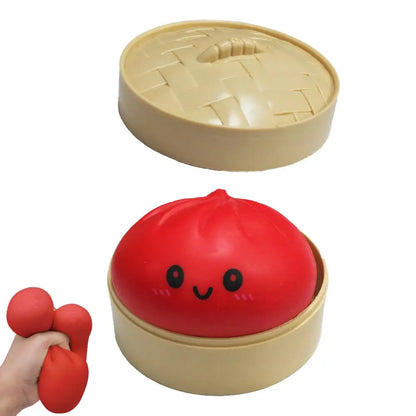 Simulation Flash Dumpling Pressure Ball Slow Rebound Soft Pinch Decompression Squishy Stress Relief Balls with Steamer
