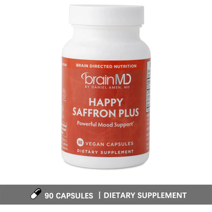 Happy Saffron Plus Supplements - Saffron Flower Extract Supplement for Eye Health Support - Mood Enhancer for Men & Women