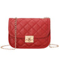 New personalized diamond grid women's bag, fashionable single shoulder cover lock small square bag, elegant and simple chain bag