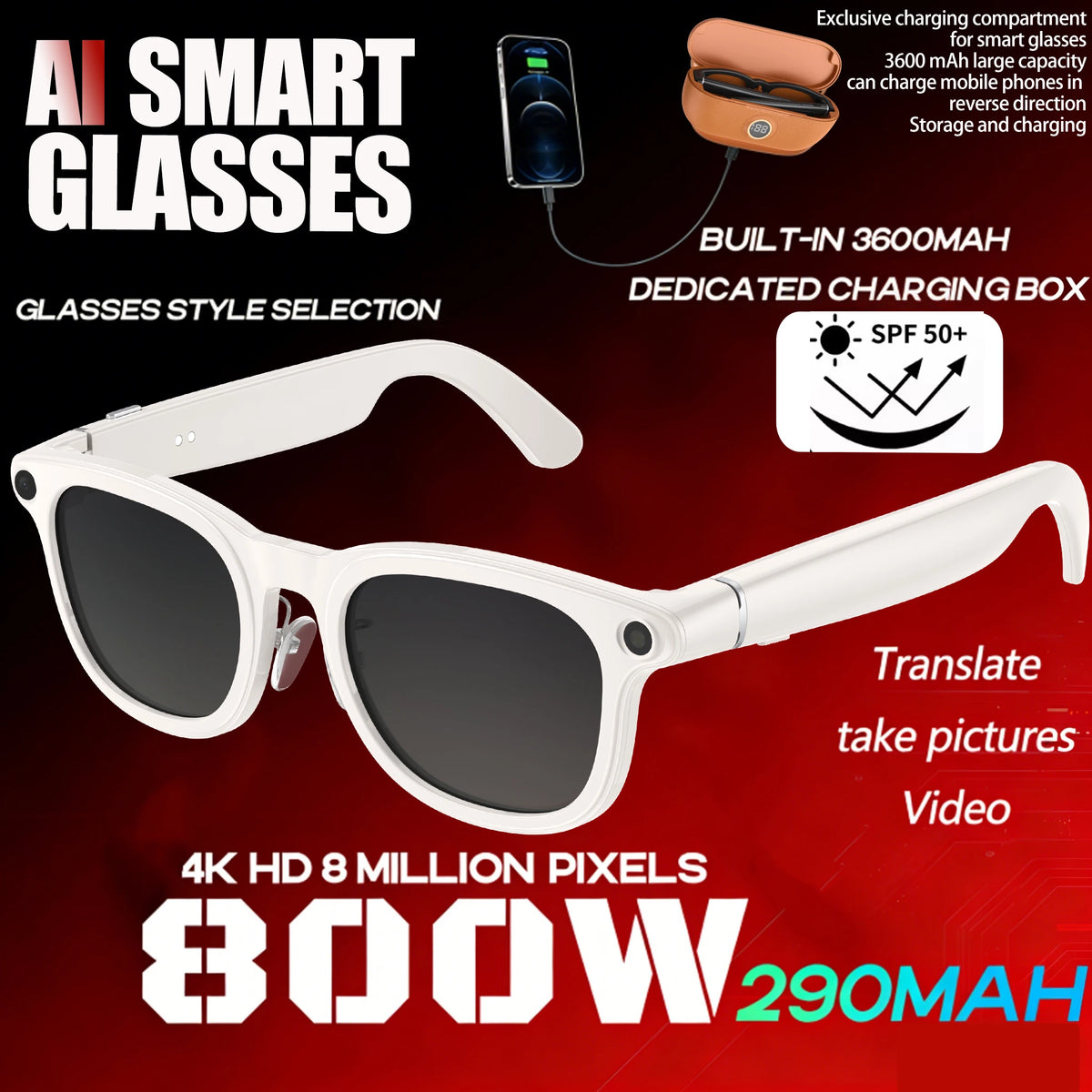2026New AI Smart Glasses Minimalist Premium Bluetooth Calling Real-time Translation/4K Video Ultra-light TR90 Compatible Eyewear