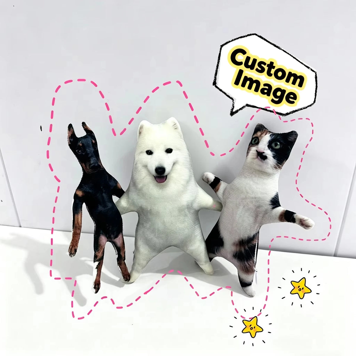 Custom Photo of Pet Shaped Skeleton Doll Dual Use Throw Pillow & Keychain Funny Novelty Gift for Pet Lovers