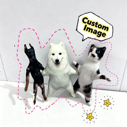 Custom Photo of Pet Shaped Skeleton Doll Dual Use Throw Pillow & Keychain Funny Novelty Gift for Pet Lovers
