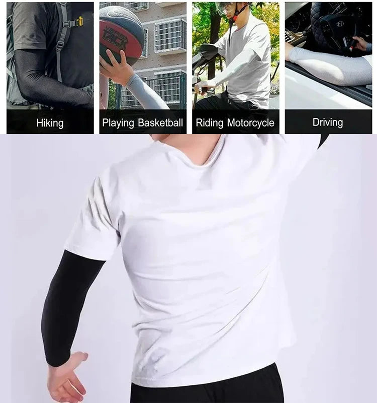 2025 New Unisex UV Resistant Arm Protection Ice Silk Sleeves for Outdoor Sports Sun Protection Breathable Ice Sleeves