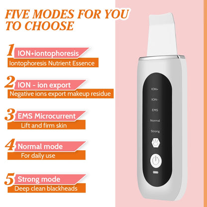 Ultrasonic Skin Scrubber Peeling Blackhead Remover Deep Face Cleaning Ultrasonic Ion Ance Pore Cleaner Facial Shovel Cleanser