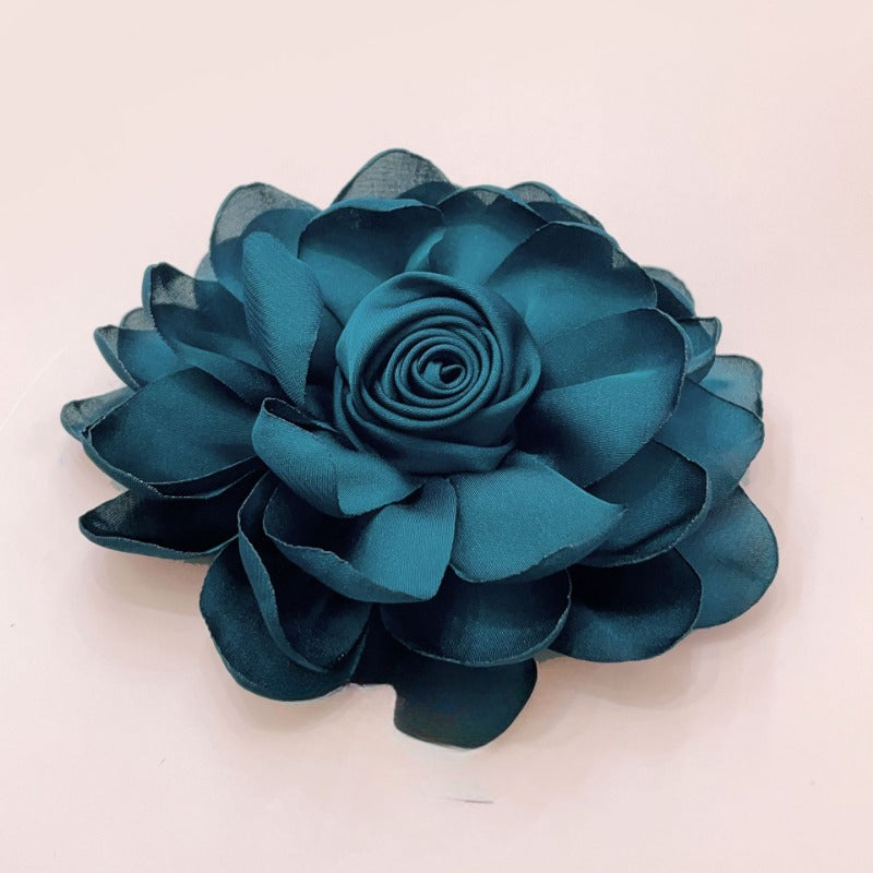 10cm Korean Fabric Rose Flower Brooches for Women Elegant Corsage Scarf Buckle Shirt Collar Pins Fashion Jewelry Wedding Brooch
