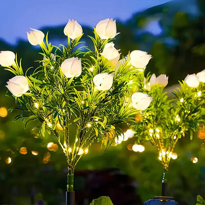 1pc Solar gardenia lamp, outdoor solar garden lamp, with warm white artificial flower lamp suitable for garden lawn decoration