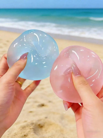 Moldable Slow Rebound Blue Coconut Oil Handmade Squeezing Ball, 6cm Round Malt Stress Relief Squeeze Toy