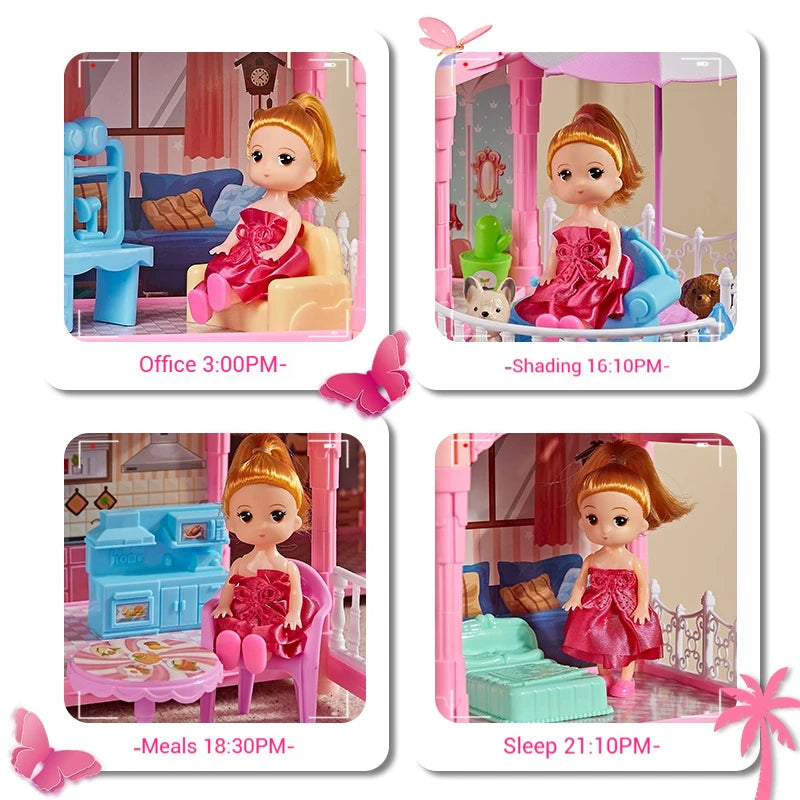 Girls Villa Castle Model Building Block Sets  DIY Bricks Toys  Doll house Villa Children Pretend Play Toys for Girls Gift