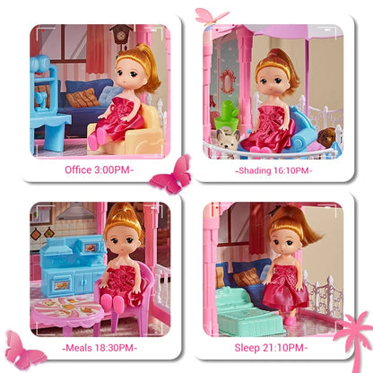 Girls Villa Castle Model Building Block Sets  DIY Bricks Toys  Doll house Villa Children Pretend Play Toys for Girls Gift