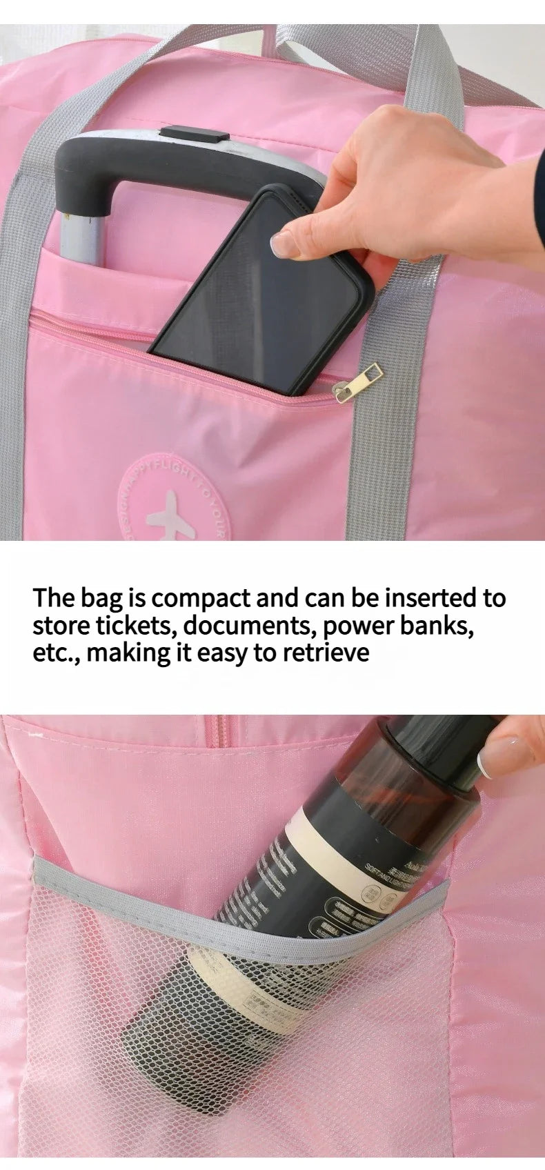 Large-capacity luggage storage bag, foldable portable travel bag, moving clothes packing bag with pull handle