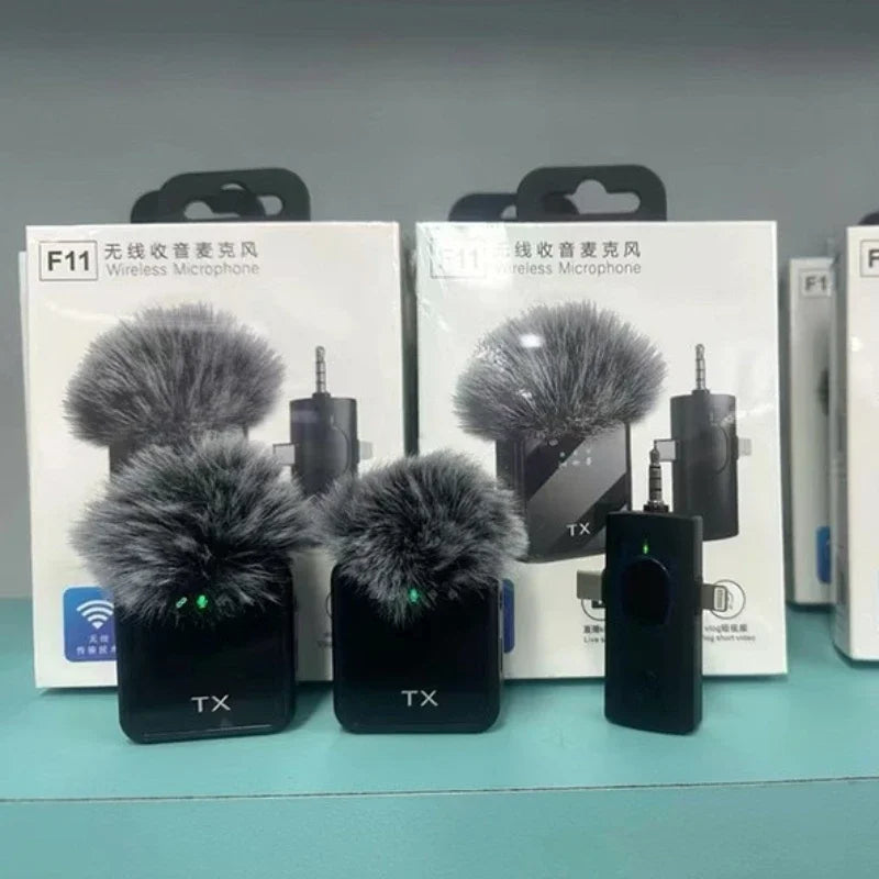 Hot selling new F11 3-in-1 F15 2-in-1 lavalier microphone 1-to-2 wireless lavalier microphone integrated microphone