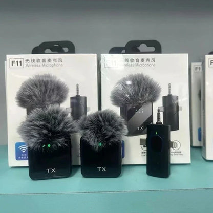 Hot selling new F11 3-in-1 F15 2-in-1 lavalier microphone 1-to-2 wireless lavalier microphone integrated microphone