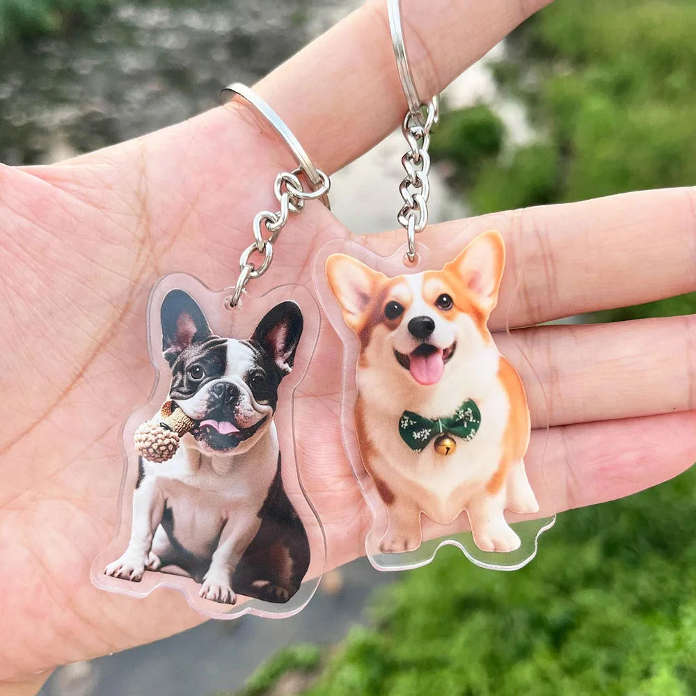 Custom Printed Dog Cat Pet Photo Keychain Personalizd Acrylic Keychain Custom Logo Keychain Full Color Logo Printing on Keychain