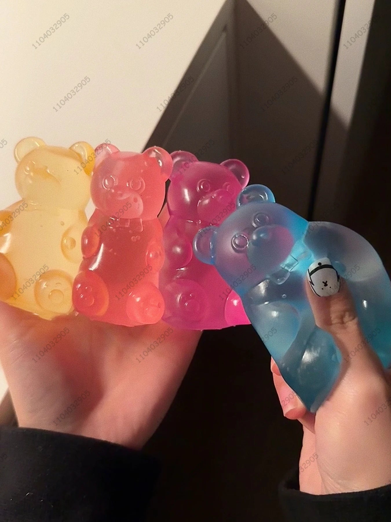 Gummy Bear Fudge Squeeze Toy Colorful Jelly Bean Gummy Candy Fidget Toy Anti Stress Release Hand Relax Toy
