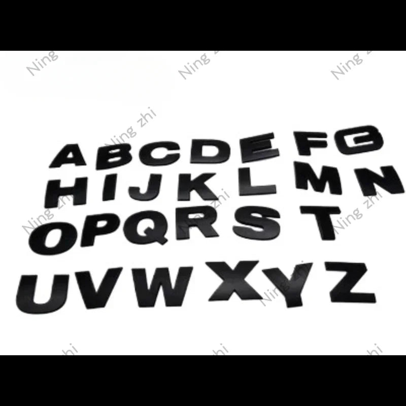 1PC Matte Black 3D Auto Metal Letter Emblem DIY Digital Alphabet Car Sticker Exterior High-About 25mm Accessory