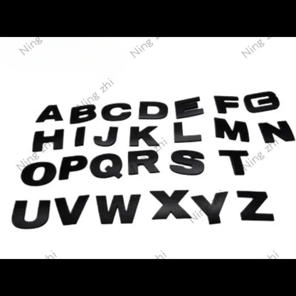 1PC Matte Black 3D Auto Metal Letter Emblem DIY Digital Alphabet Car Sticker Exterior High-About 25mm Accessory