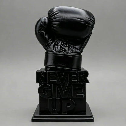 3D Printed "Never Give Up" Boxing Glove Figurine Inspirational Desk Decor Motivational Sculpture for Office Home Gift Birthday