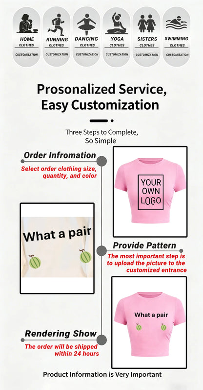 Customized The Logo Picture Women Crop T-Shirt Y2K Slim Summer Short Sleeves Comfortable DIY T Shirts Sexy Street Tee Tops